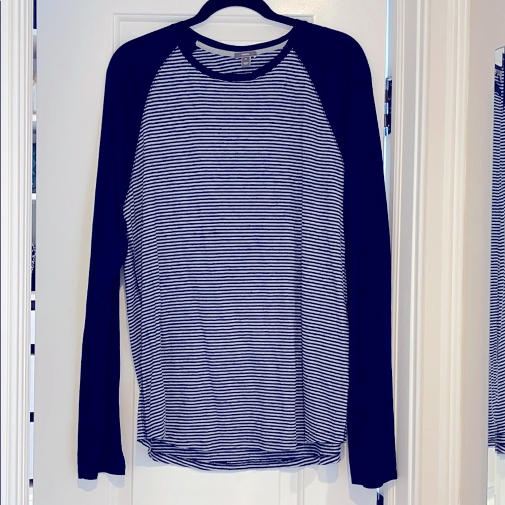 Vince navy gray baseball long sleeve men xL